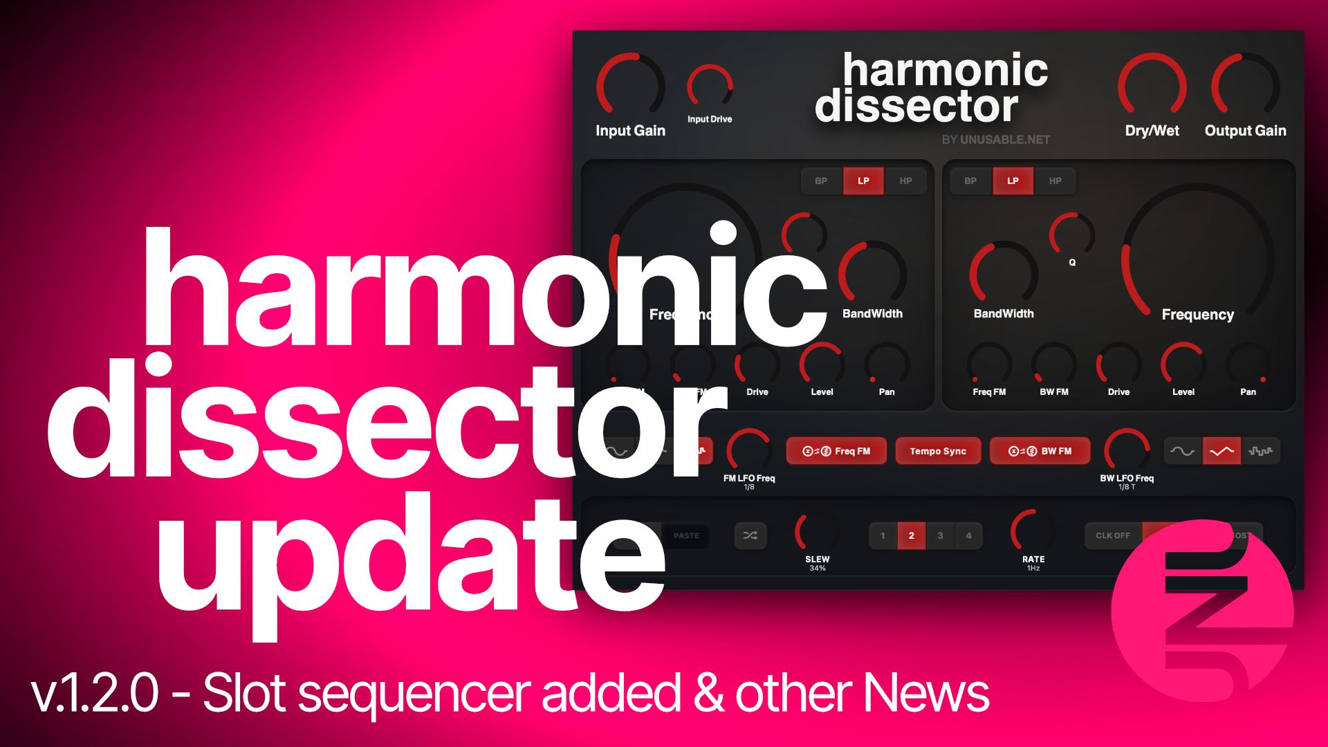 Harmonic Dissector v1.2.0 update artwork showing the updated interface